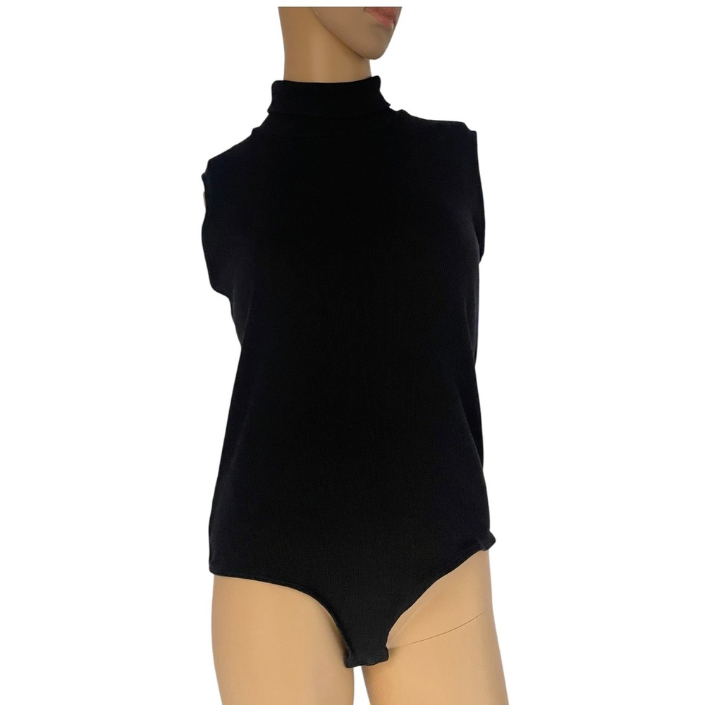 House of Harlow 1960 x Revolve Mock-Neck Sleeveless Bodysuit Ribbed Black L - Picture 4 of 12